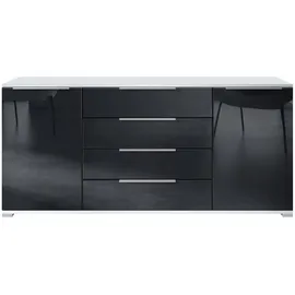 Vladon Linio V2 166,5 x 75,5 x 35 cm Weiß matt / Schwarz Hochglanz