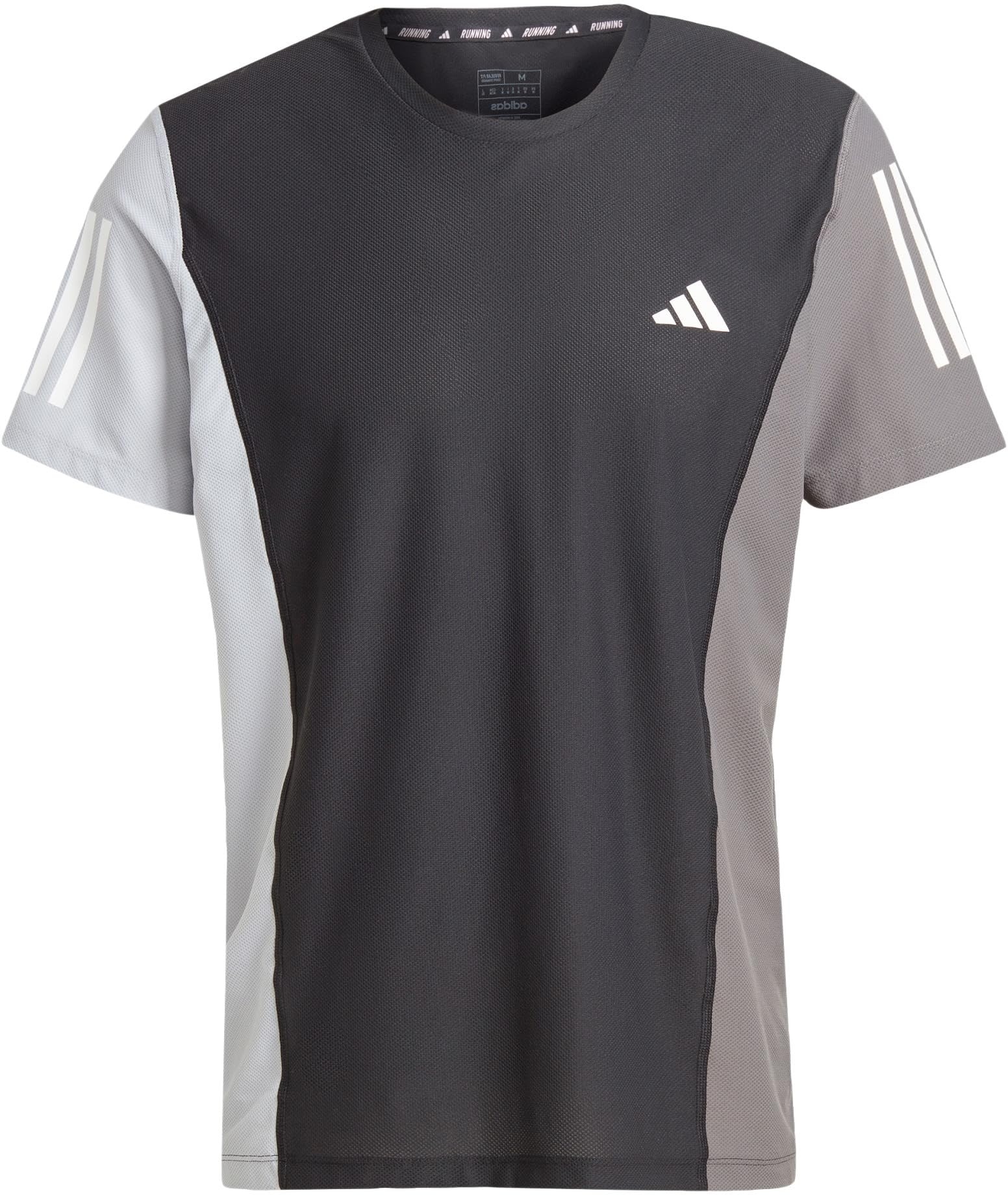 adidas Men's Own The Run Colorblock Tee T-Shirt, Black/Halo Silver/Grey Five, M Tall