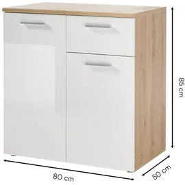 Bega Consult GmbH & Co.KG Internationale Handelsagentur PABLO 80 x 85 cm Weiß glänzend / Eiche Dekor