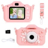 Ainiv Einhorn Kinder Kamera, 20MP Wiederaufladbar Kinder Digitalkamera, IPS-Bildschirm Kamera Kinder, 1080P HD Kamera mit 32G Karte, Kid Video Camcorder, Selfie Kinder für 3+ Jahre Jungen und Mädchen