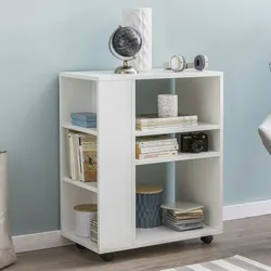 Kadima Design Regal `Brenta`: Elegantes Multifunktionsmöbel, Rollen, Viel Stauraum, Modernes Design. Weiß, 60x35x75 cm