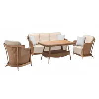JVmoebel Gartenlounge-Set Outdoor Sitzgruppe Lounge Set Sofagarnitur Möbel Polyrattan Garten, (4-tlg., 4tlg Set(Sofa 3 Sitzer+2x Sessel+Couchtisch), Made in Europa braun