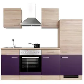 Flex-Well Küche »Portland«, wahlw. mit E-Geräten, Breite 220 cm, Arbeitsplatte mit High Pressure Laminate (HPL) - lila