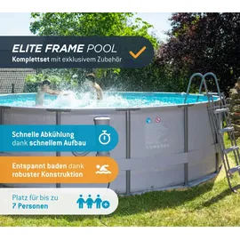 Summer Waves Elite Frame Pool Ø 488 x 122 cm inkl. Filterpumpe, Reinigungsset, Abdeckplane, Poolleiter