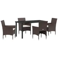 VidaXL 5-teiliges Garten-Ess-Set Braun Poly-Rattan