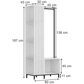 Vicco Zinto Garderobe 80 x 45 x 187 cm Weiß
