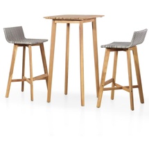 vidaXL Bar-Set Akazie Massivholz 44220 3-tlg. braun/hellgrau