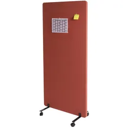 Akustik-Trennwand MCW-G77, Büro-Sichtschutz Raumteiler Pinnwand, doppelwandig rollbar Stoff/Textil ~ 167x80cm braun