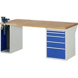 PROREGAL Werkbank Serie 7000 - Modell 7511 | HxBxT 89x200x90cm | 5x Schublade + 1x Schrank | Schubladenmaße 1x60 + 1x90 + 2x150 + 1x270mm