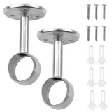 HQdeal 2 Stück Edelstahl Rundrohr-Halterung, Stangen Flansch Set, Kleiderschrank Stangenhalter Kleiderstange Stangenhalterung Spurstangenkopf Halterung mit Schrauben (25mm)