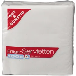 Gut& Günstig Prägeservietten 1-lagig weiss 33cm x 33cm 100ST