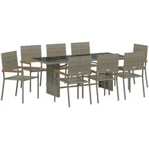 vidaXL Garten Essgruppe 9 pcs Grau Poly-Rattan