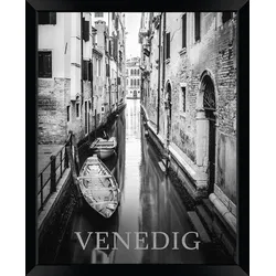 EUROART Wandbild 40 x 50 cm Venedig Glitter I Holz Grau