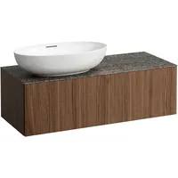Laufen Schubladenelement, 1 Hahnloch, Steinplatte Marrone Naturale, Ausschnitt links,