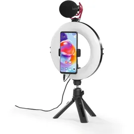 Hama LED Ringlicht mit Stativ Handy, 8“ Ringleuchte, 21 cm Durchmesser