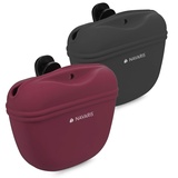 Navaris Hunde Futterbeutel aus Silikon 2er Set - 2X Snackbeutel mit Clip und Magnet - Futtertasche Leckerlis Trockenfutter Nassfutter