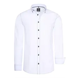 Langarmhemd RUSTY NEAL, Herren, Gr. S, EURO-Größen, weiß, 97% Baumwolle, 3% Elasthan, unifarben, casual, Langarm, Hemden, mit dezenter Kontrast-Naht