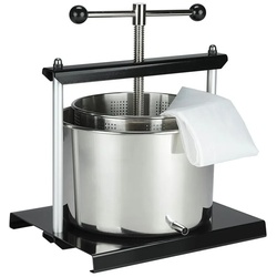 Mucola Entsafter Obstpresse Entsafter Fruchtpresse 5 Liter Edelstahl Saftpresse Presse, 0 W, rostfrei silberfarben