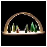 Seiffener Volkskunst | LED Lichterbogen Schwibbogen 42x21cm | Original Erzgebirgische Volkskunst | 15379 | Weihnachten Weihnachtsbogen | Waldszene