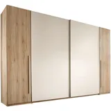 Stella Trading Ti'me Kleiderschrank, Weiß, Eiche San Remo, Holzwerkstoff, 10 Fächer, 315x225x61 cm Kombination aus Dreh- und Schwebetüren, Schlafzimmer, Kleiderschränke, Drehtürenschränke