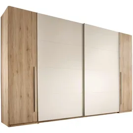 Stella Trading Ti'me Kleiderschrank, Weiß, Eiche San Remo, Holzwerkstoff, 10 Fächer, 315x225x61 cm Kombination aus Dreh- und Schwebetüren, Schlafzimmer, Kleiderschränke, Drehtürenschränke