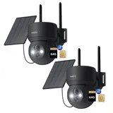 ieGeek Überwachungskamera 4G LTE Überwachungskamera Aussen mit SIM Karte (Aussen, Außenbereich, Wald, Farm, Campingbus, Straße, 355°/90° Schwenkbar PTZ Kabellos IP Kamera Ohne WLAN Outdoor Kamera, 2-tlg., 2K Farbe Nachtsicht aussenkamera PIR Erkennung 2-Wege-Audio, 4-fachen digitalen Zoom IP66 Wasserdicht für Garten, Hof) schwarz
