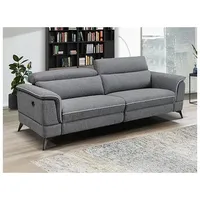 Vente-unique Relaxsofa elektrisch 3-Sitzer - Stoff - Grau - MACARI