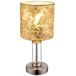 Tisch Lampe Schlaf Gäste Zimmer Lese Leuchte Textil Glas Strahler gold-farben