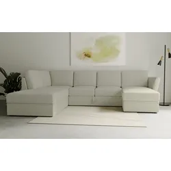 Wohnlandschaft HOME AFFAIRE "Lavars Schlafsofa", beige, B:310cm H:90cm T:226cm, 62% Polypropylene, 38% Polyester, Sofas, mit Bettfunktion und Stauraum, in zwei verschiedenen Bezugsqualitäten