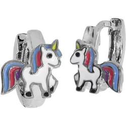 Paar Creolen OSTSEE-SCHMUCK "Ostsee-Schmuck Creole Einhorn Creole Einhorn", weiß, Ohrringe, Damen, 12 x 8mm, Silber 925 (Sterlingsilber)