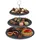 Relaxdays 2 x Etagere mit 3 Etagen, Schiefer, Kuchen, Snacks, Obst, Metallgriff, Servierständer, Hxd: 34x30 cm, anthrazit/Silber