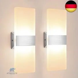 Lureshine 2 Stück Wandleuchte Innen 12W Acry LED Wandlampe 29cm Moderne