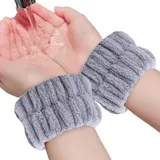 Gesichtswasch-Armbänder - 2 Stück Coral Fleece Spa-Armbänder Saugfähig, Elastische Handgelenkhandtücher Zum Waschen Des Gesichts, Flauschige Haargummis Für Frauen, Mädchen-Yoga-Übungsfrauen