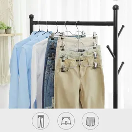 Songmics Hosenbügel platzsparend, Mehrfach-Rockbügel mit Clips, 3er Set - silber,