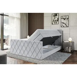 altdecor Boxspringbett mit Matratze und Lattenrost - LEPARO -Z KING - 160x200 cm - Grau Monolith - Topper, Fußteil, Polsterbett mit Bettkasten, Be... - Hellgrau