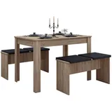VCM Essgruppe Küchentisch Set Tischgruppe Maße Tisch ca. H. 75 x B. 110 x T. 70 cm Mit zwei Sitzbänke Esstisch Set - Esal XL