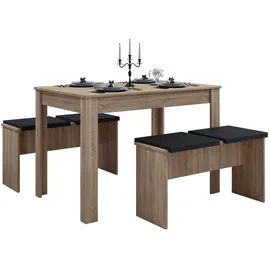 VCM Essgruppe Küchentisch Set Tischgruppe Maße Tisch ca. H. 75 x B. 110 x T. 70 cm Mit zwei Sitzbänke Esstisch Set - Esal XL