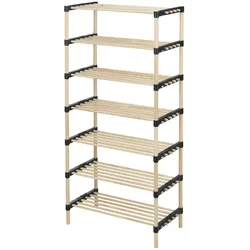 WellHome - Schuhregal mit 7 Böden aus Holz und Metall, 110 cm