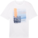 TOM TAILOR T-Shirt - Orange,Weiß,Dunkelblau,Hellblau - M