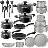 Tectake Topf-Set 39-tlg. Geschirrset aus Steingut