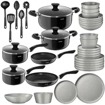 Tectake Topf-Set 39-tlg. Geschirrset aus Steingut