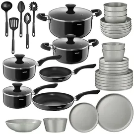 Tectake Topf-Set 39-tlg. Geschirrset aus Steingut