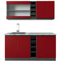 Vicco Küchenzeile R-Line 160 cm Rot/Anthrazit