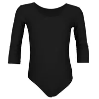 Aquarti Mädchen Body 3/4 Arm Ballett Trikot, Farbe: Schwarz,