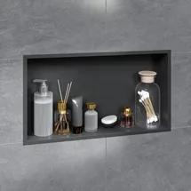 VILSTEIN Wandnische Dusche 30x60 cm [ROSTFREI] - Randlose Nische - Wandnische Schwarz - Einbauregal für Dusche im Aufputz - Duschnische aus Edelstahl - Versenkte Duschnische für das Badezimmer