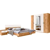 Schlafzimmer Set Katrin komplett 4-teilig plankeneiche weiß Bett 180x200cm