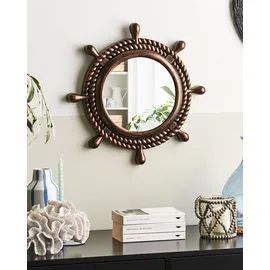 Beliani Wandspiegel rund Dunkelbraun ø 46 cm 46 cm Braun,