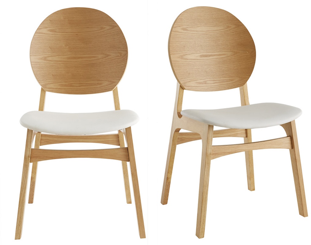 Chaises scandinaves en bois clair et blanc (lot de 2) ELTON