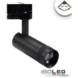 ISOLED LED 3-Phasen Schienen-Strahler, 8W, 20°-55°, IP20, fokussierbar, dimmbar, 4000K, schwarz matt ISO-115678