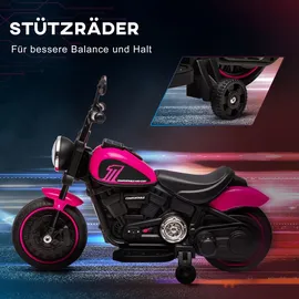 Homcom Kinder Elektro-Motorrad Kindermotorrad Kinderfahrzeug mit 2 abnehmbaren Stützrädern, 3 km/h, für 1,5-3 Jahre Kinder Rosa 76